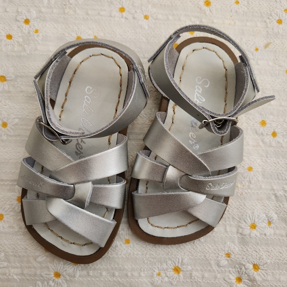 Salt Water Sandals Original Kid Strappy‎ Silver US5c EUC